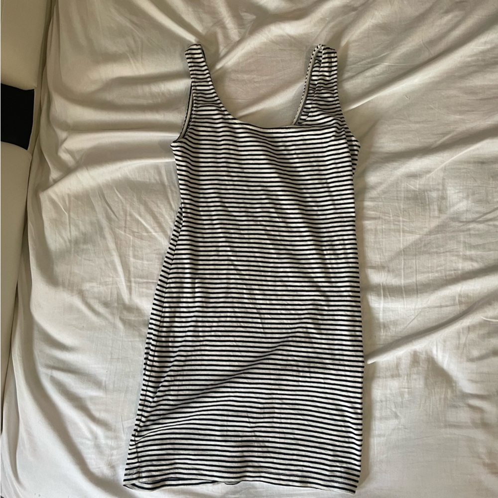 Sparkle & Fade Black and White Striped Bodycon Mini Dress